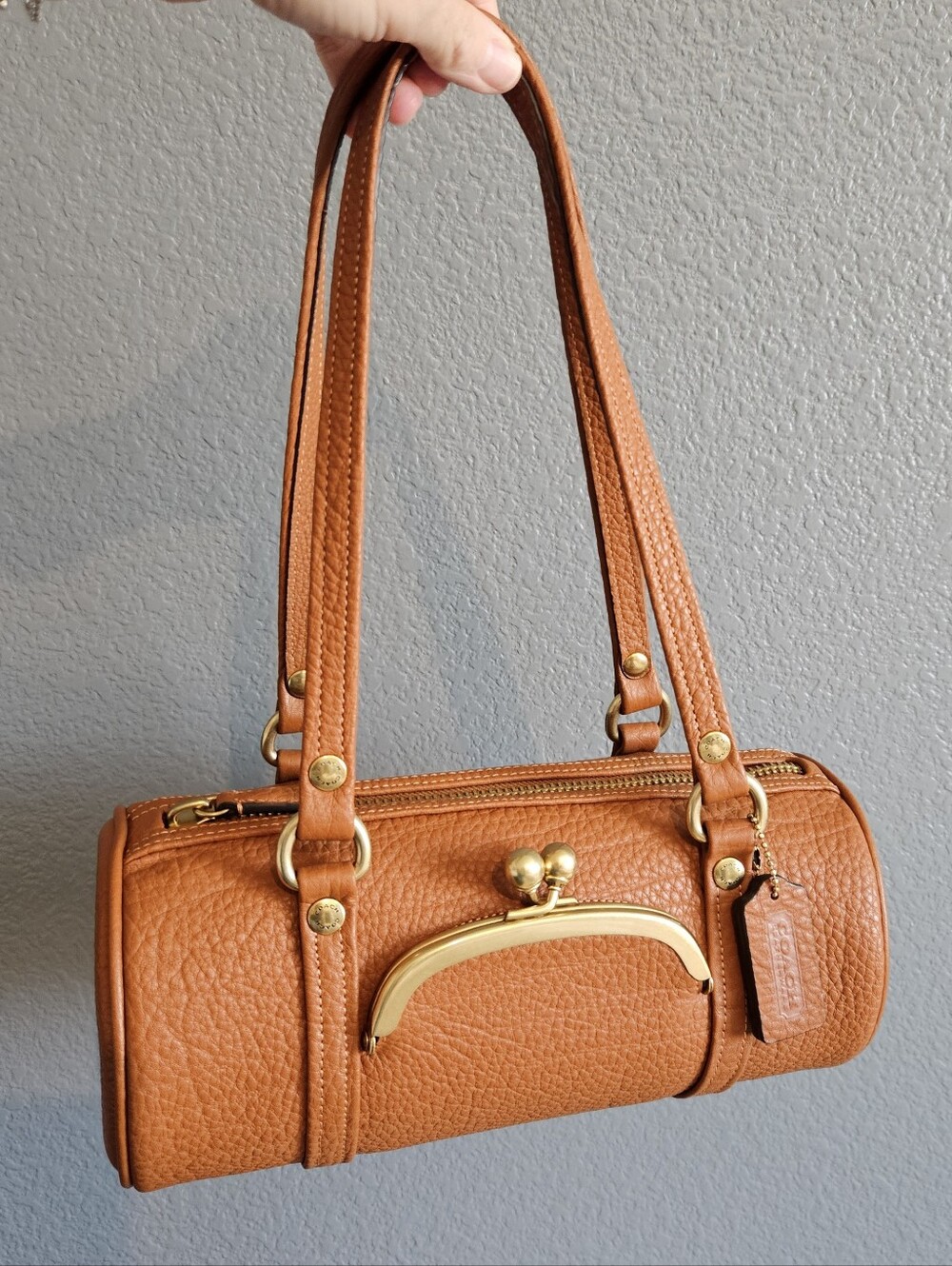 Coach Kisslock Barrel Bag 28 - Amber Brown - NWOT